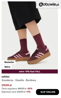 eobuwie Sneakersy adidas Gazelle Bordowy oferta