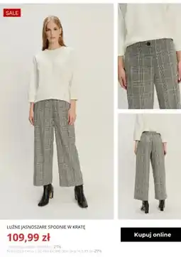 Greenpoint Luźne jasnoszare spodnie w kratę Greenpoint oferta