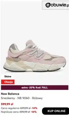 eobuwie Sneakersy NB 9060 różowy New Balance oferta