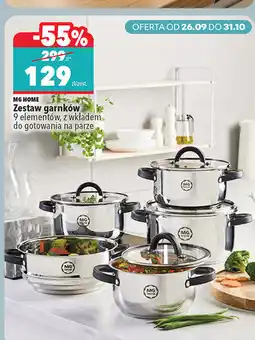 Biedronka Zestaw garnków 9 elementów, z wkładem do gotowania na parze MG HOME oferta