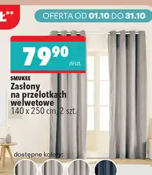 Biedronka Zasłony na przelotkach welwetowe SMUKEE 140 x 250 cm, 2 szt oferta