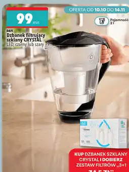 Biedronka Dzbanek filtrujący szklany CRYSTAL LED, czarny lub szary Dafi oferta