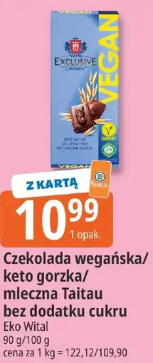 E.Leclerc Czekolada wegańska mleczna taitau bez dodatku cukru oferta