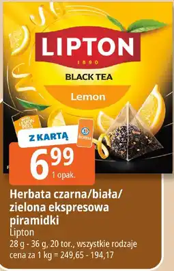 E.Leclerc Herbata czarna zielona ekspresowa piramidki Lipton oferta