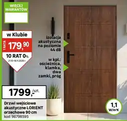 Leroy Merlin Drzwi wejściowe akustyczne LORIENT orzechowe oferta