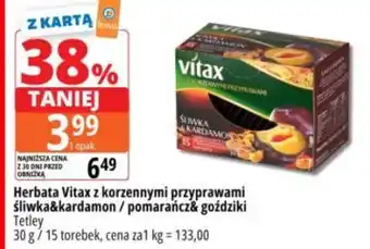 Herbata Vitax z korzennymi przyprawami śliwka&kardamon / pomarańcz&goździki Tetley