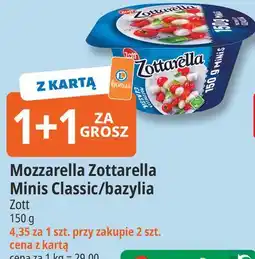 E.Leclerc Mozzarella Zottarella Minis Classic/bazylia Zott oferta
