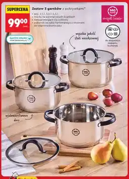 Biedronka Zestaw 3 garnków z pokrywkami Mg Home oferta