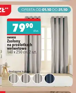 Biedronka Zasłony na przelotkach welwetowe 140x250 cm Smukee 2-pak oferta