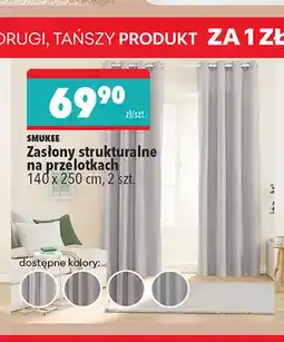 Biedronka Zasłony strukturalne na przelotkach 140x250 cm Smukee 2-pak oferta