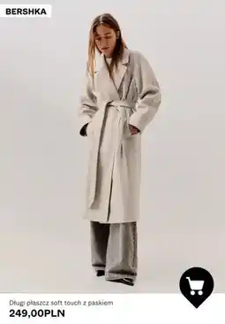 Bershka Długi płaszcz soft touch z paskiem Bershka oferta