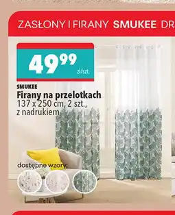 Biedronka Firany na przelotkach 137x250 cm z nadrukiem Smukee 2-pak oferta