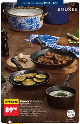 Biedronka Zestaw naczyń do smażenia i gotowania patelnie o śr. 20 cm, 24 cm i 28 cm Smukee oferta