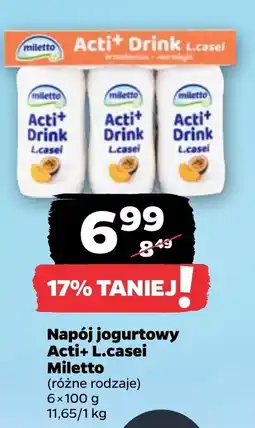 Netto Napój jogurtowy Acti+ L.casei Miletto oferta