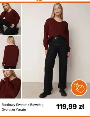Bordowy sweter z bawełną oversize Yorate