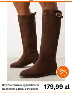 Born2be Brązowe kozaki typu oficerki ozdobione z boku z paskiem Born2be oferta