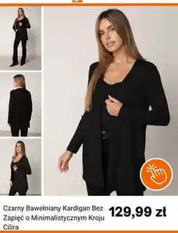 Born2be Czarny bawełniany kardigan bez zapięć o minimalistycznym kroju Cilira oferta