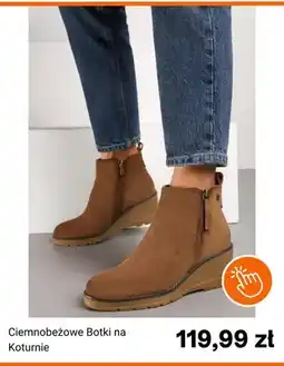 Born2be Ciemnobeżowe botki na koturnie Born2be oferta