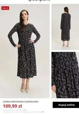 Greenpoint Czarna printowana sukienka midi Greenpoint oferta