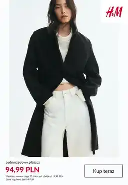 H&M Jednorzędowy płaszcz H & M oferta