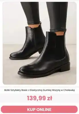Botki sztyblety Basic z elastyczną gumką wszytą w cholewkę Renee