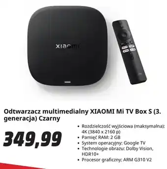 Odtwarzacz multimedialny Xiaomi Mi Tv Box S (3. generacja) czarny