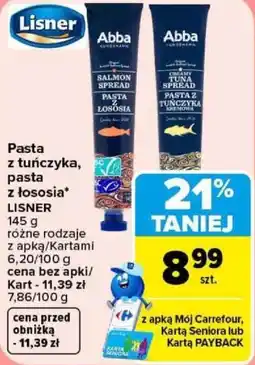 Carrefour Pasta z tuńczyka, pasta z łososia Lisner oferta