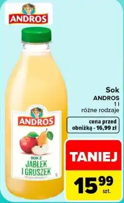 Carrefour Sok ANDROS JABŁEK I GRUSZEK oferta
