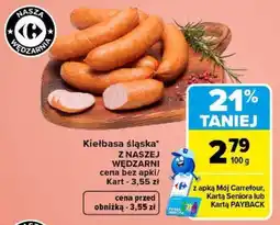 Carrefour Kiełbasa śląska z naszej wędzarni oferta