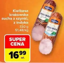 Carrefour Kiełbasa Krakowska Sucha z Indyka Tarczynski oferta