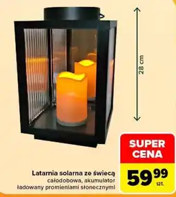 Carrefour Latarnia solarna ze świecą całodobowa, akumulator ładowany promieniami słonecznymi oferta