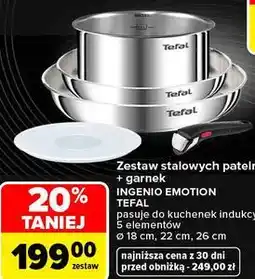 Carrefour Zestaw stalowych patelni + garnek Ingenio Emotion Tefal 5 elementów oferta