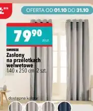 Biedronka Zasłony na przelotkach welwetowe SMUKEE 140 x 250 cm, 2 szt oferta