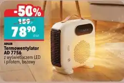 Biedronka Termowentylator Adler AD 7756 z wyświetlaczem LED i pilotem, beżowy oferta