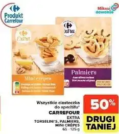 Carrefour Market Wszystkie ciasteczka do aperitifu Carrefour Extra Torselini's, Palmiers, Mini Crêpes oferta