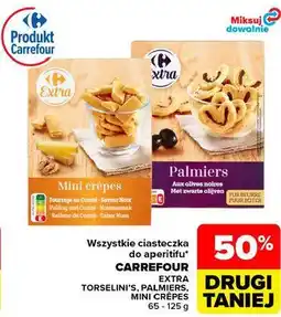 Carrefour Wszystkie ciasteczka do aperitifu Carrefour Extra Torselini's, Palmiers, Mini Crêpes oferta