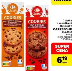 Carrefour Ciastka z kawałkami czekolady CARREFOUR CLASSIC oferta