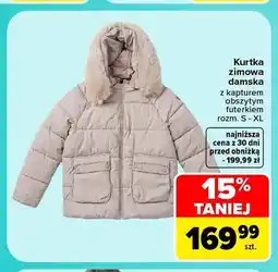 Carrefour Kurtka zimowa damska z kapturem obszytym futerkiem oferta