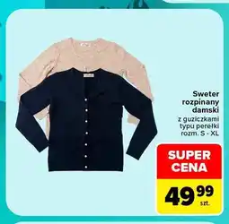 Carrefour Sweter rozpinany damski z guziczkami typu perełki oferta