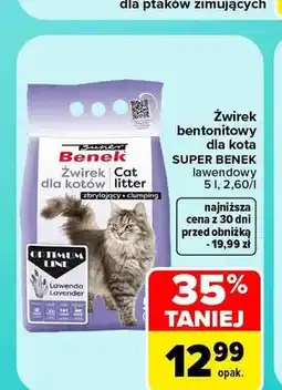 Carrefour Żwirek bentonitowy dla kota lawendowy Super Benek oferta