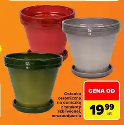 Carrefour Osłonka ceramiczna na doniczkę z terakoty szkliwionej mrozoodporna oferta