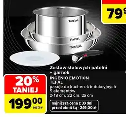 Carrefour Zestaw stalowych patelni + garnek Ingenio Emotion Tefal oferta