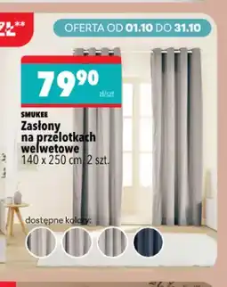 Biedronka Zasłony na przelotkach welwetowe 140x250 cm 2-pak Smukee oferta