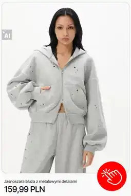 Cropp Jasnoszara bluza z metalowymi detalami Cropp oferta