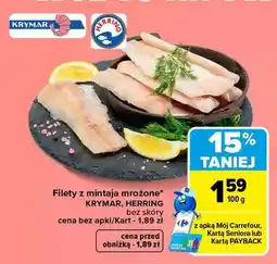 Carrefour Filety z mintaja mrożone bez skóry Krymar Herring oferta