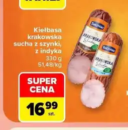 Carrefour Kiełbasa krakowska sucha z szynki Tarczyński oferta