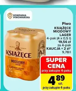 Carrefour Piwo Książęce Miodowy Lager 4-pak oferta