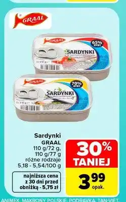 Carrefour Sardynki Graal w sosie pomidorowym oferta