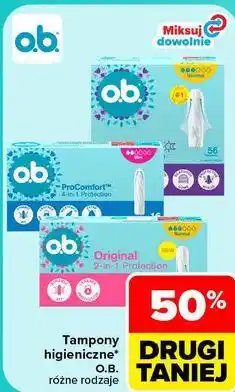 Carrefour Tampony higieniczne O.B. różne rodzaje oferta
