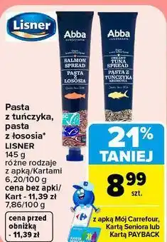 Carrefour Pasta z tuńczyka, pasta z łososia LISNER oferta